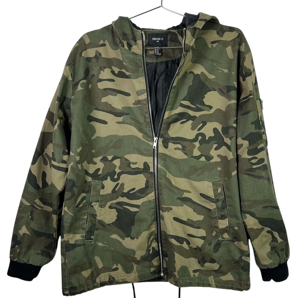 Forever 21 Jacket Mens XS Camo Print Full Zip Hooded